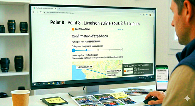Interface de suivi Colissimo affichant le statut 'Pris en charge'