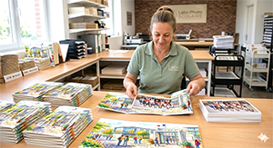 Mise en pochette artisanale des tirages scolaires